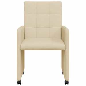 Jídelní židle na kolečkách 2 pcs Krémová 58 x 65 x 94 cm textil - obrázek 4