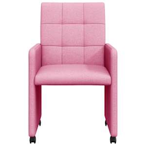 Jídelní židle na kolečkách 2 pcs Růžová 58 x 65 x 94 cm textil - obrázek 4