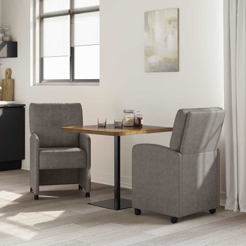 vidaXL Eetstoelen met wiel 2 pcs Grijs 57 x 67 x 95 cm Kunstleer