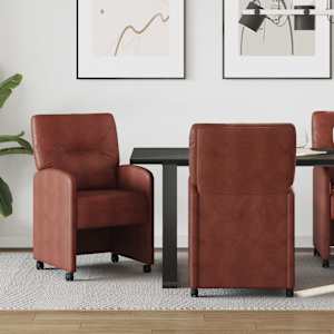 Jídelní židle na kolečkách 2 pcs Lesklá hnědá 57 x 67 x 95 cm - obrázek 1
