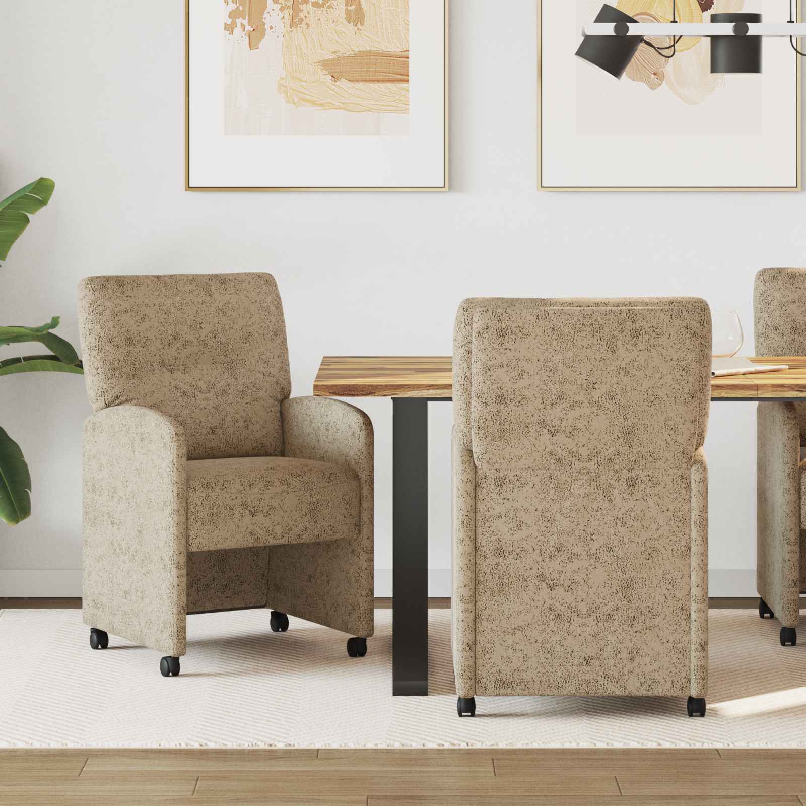 vidaXL Matstolar med hjul med hjul 2 pcs Ljusgr&aring; 57 x 67 x 95 cm