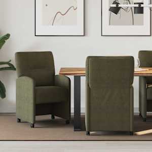 Jídelní židle na kolečkách 2 pcs Armádní zelená 57 x 67 x 95 cm - obrázek 1