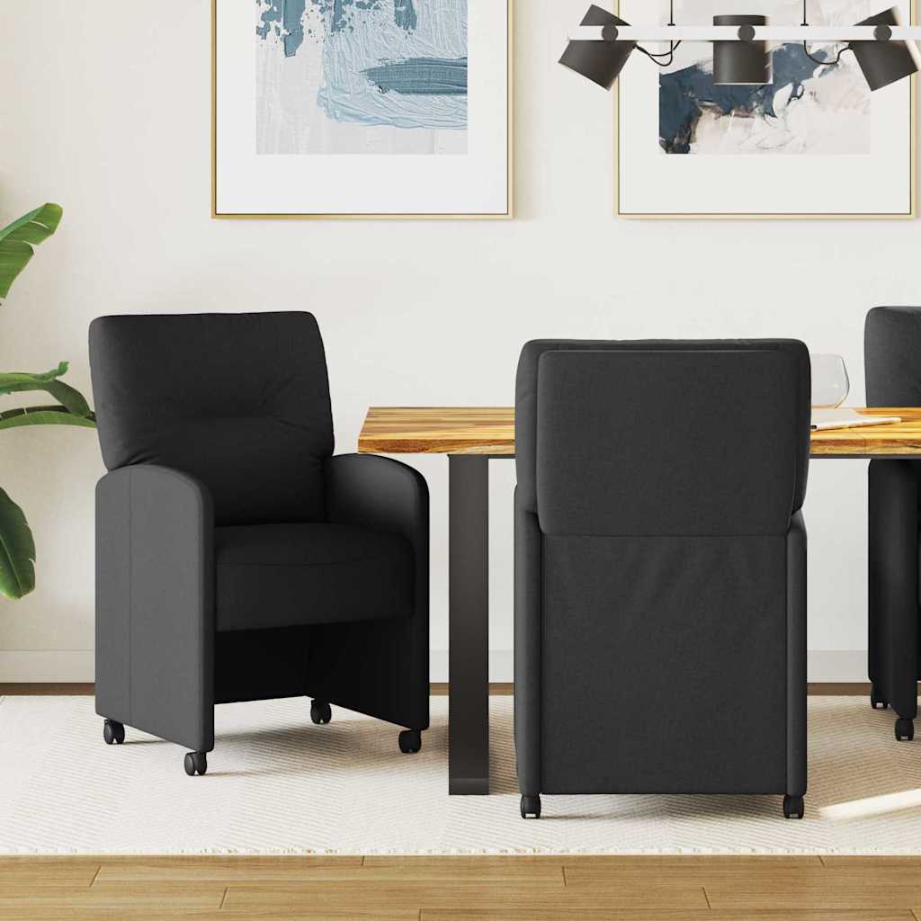 vidaXL Scaune de dining cu roți 2 pcs Negru 57 x 67 x 95 cm țesătură