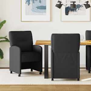 Jídelní židle na kolečkách 2 pcs Černá 57 x 67 x 95 cm textil - obrázek 1