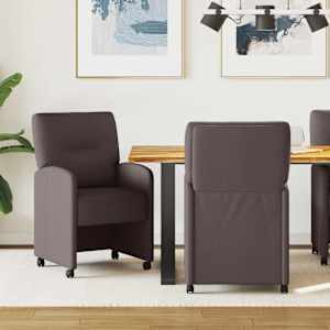 Jídelní židle na kolečkách 2 pcs Tmavě hnědá 57 x 67 x 95 cm - obrázek 1