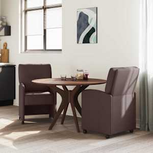Jídelní židle na kolečkách 2 pcs Tmavě hnědá 57 x 67 x 95 cm - obrázek 3