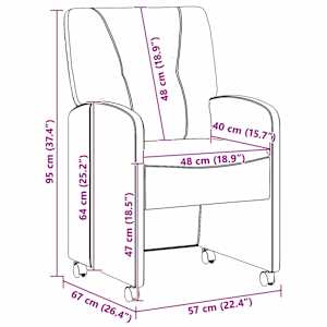Jídelní židle na kolečkách 2 pcs Tmavě hnědá 57 x 67 x 95 cm - obrázek 11