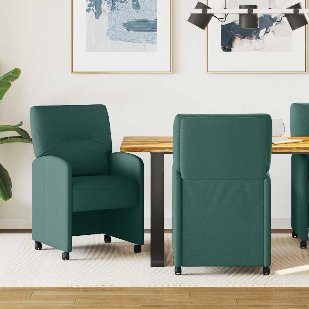 Scaune bucătărie și dining - Scaune de dining 2 pcs Verde închis 57 x 67 x 95 cm țesătură