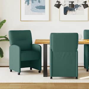 Jídelní židle na kolečkách 2 pcs Tmavě zelená 57 x 67 x 95 cm - obrázek 1