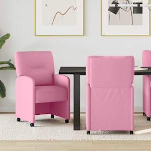 Jídelní židle na kolečkách 2 pcs Růžová 57 x 67 x 95 cm textil - obrázek 1