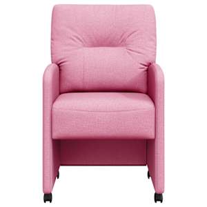 Jídelní židle na kolečkách 2 pcs Růžová 57 x 67 x 95 cm textil - obrázek 4