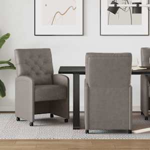 Jídelní židle na kolečkách s koly 2 pcs Šedá 58 x 67 x 97 cm - obrázek 1