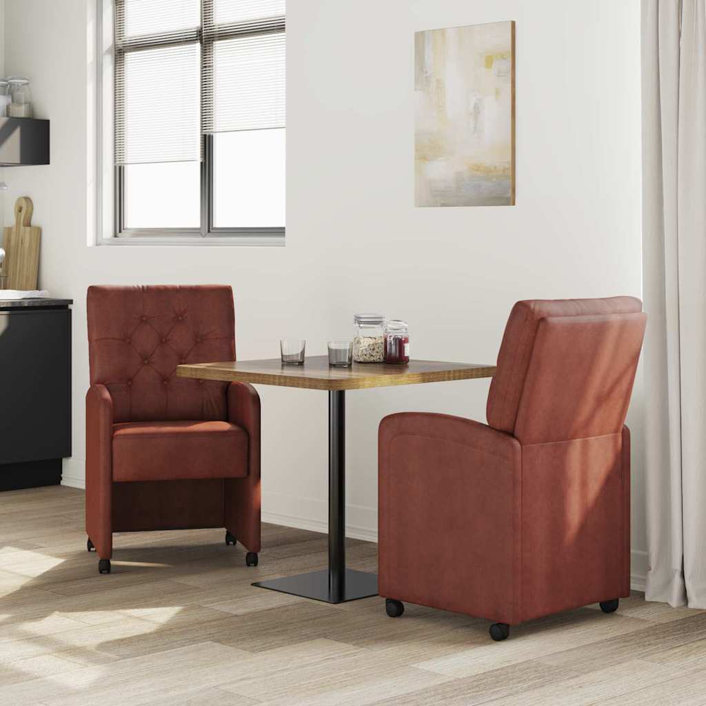 vidaXL Eetstoelen 2 pcs Glanzend bruin 58 x 67 x 97 cm Kunstleer