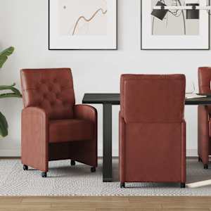 Jídelní židle na kolečkách 2 pcs Lesklá hnědá 58 x 67 x 97 cm - obrázek 1