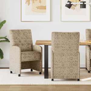 Jedilni stoli s kolesi 2 pcs Svetlo siva 58 x 67 x 97 cm