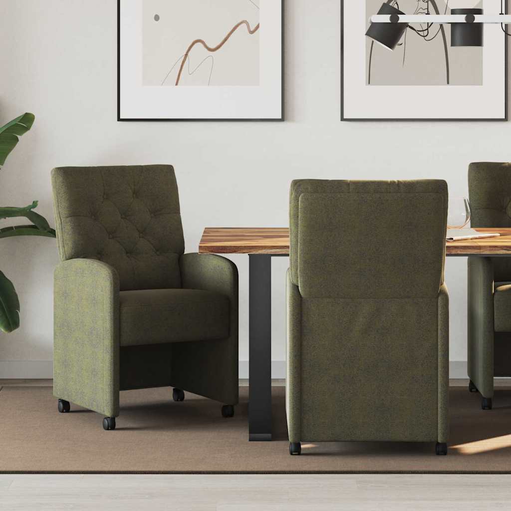 Mobilă și Mobilier - Scaune de dining cu roți 2 pcs Verde militar 58 x 67 x 97 cm