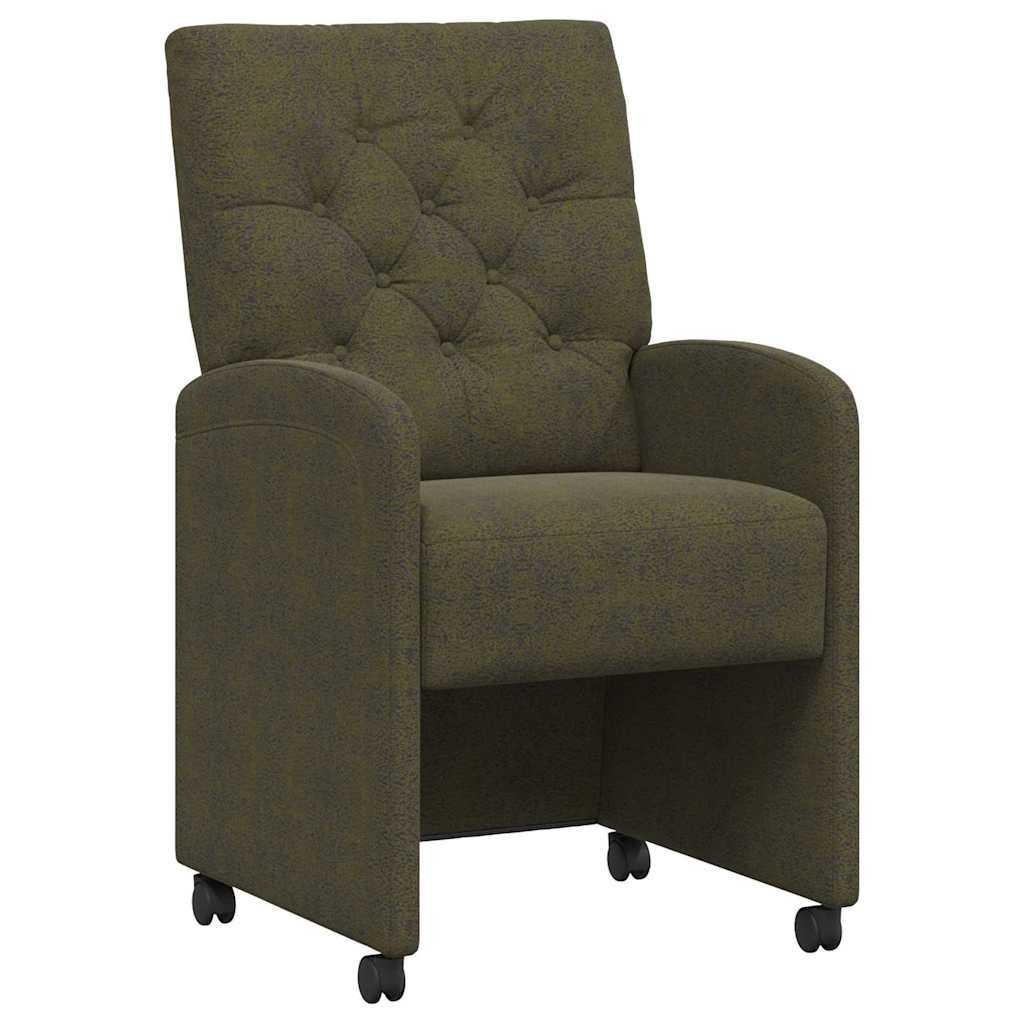 Thumbnail - vidaXL Esszimmerstühle mit Rollen 2 pcs Armeegrün 58 x 67 x 97 cm