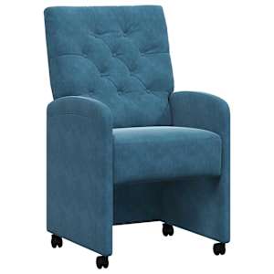 vidaXL Ratastega S&ouml;&ouml;gi-toolid 2 tk Samet Sinine 58 x 67 x 97 cm