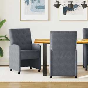 Jídelní židle na kolečkách 2 pcs Tmavě šedá 58 x 67 x 97 cm - obrázek 1