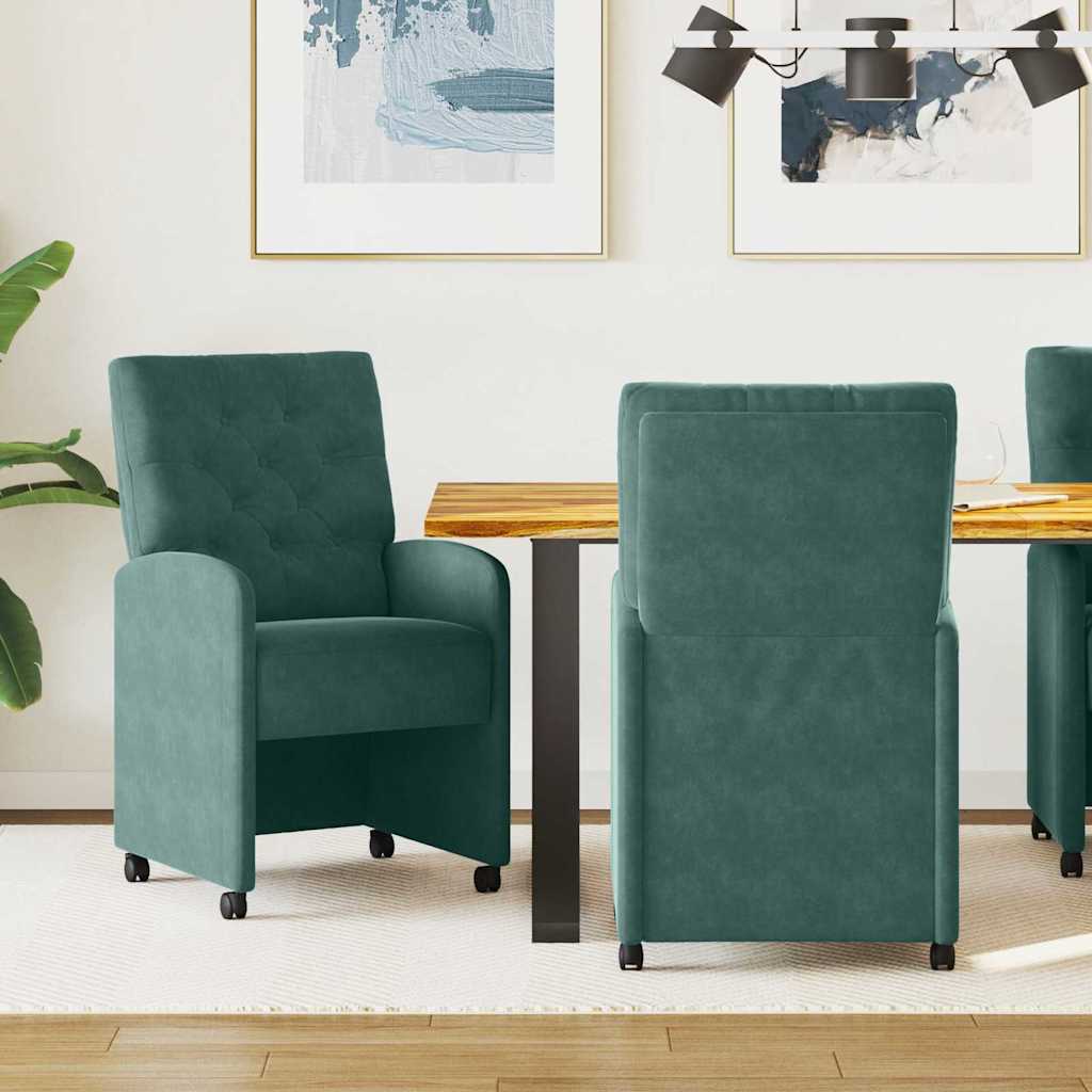 Scaune bucătărie și dining - Scaune de dining 2 pcs Verde închis 58 x 67 x 97 cm Catifea