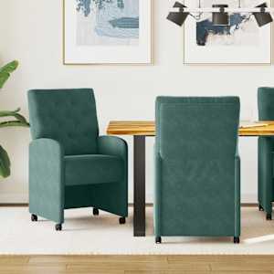 Jídelní židle na kolečkách 2 pcs Tmavě zelená 58 x 67 x 97 cm - obrázek 1