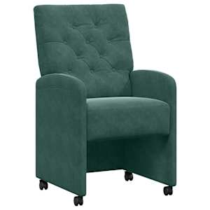 vidaXL Ratastega S&ouml;&ouml;gi-toolid 2 tk Samet Tumeroheline 58 x 67 x 97 cm