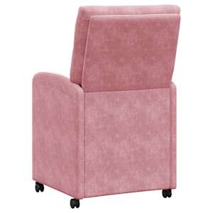 Jídelní židle na kolečkách 2 pcs Růžová 58 x 67 x 97 cm samet - obrázek 6