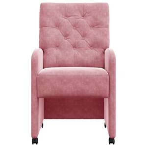 Jídelní židle na kolečkách 2 pcs Růžová 58 x 67 x 97 cm samet - obrázek 4