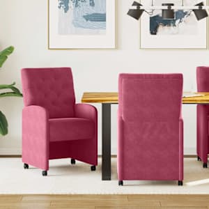 Jídelní židle na kolečkách 2 pcs vínová červená 58 x 67 x 97 cm - obrázek 1