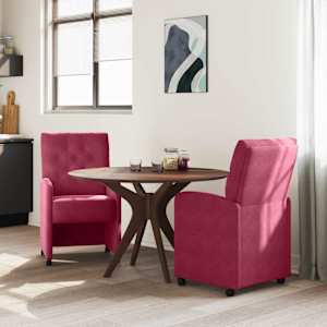 Jídelní židle na kolečkách 2 pcs vínová červená 58 x 67 x 97 cm - obrázek 3
