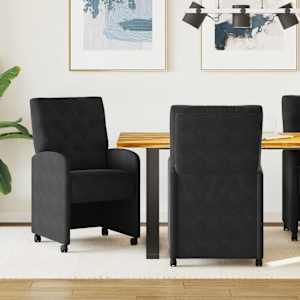 Jídelní židle na kolečkách 2 pcs Černá 58 x 67 x 97 cm samet - obrázek 1