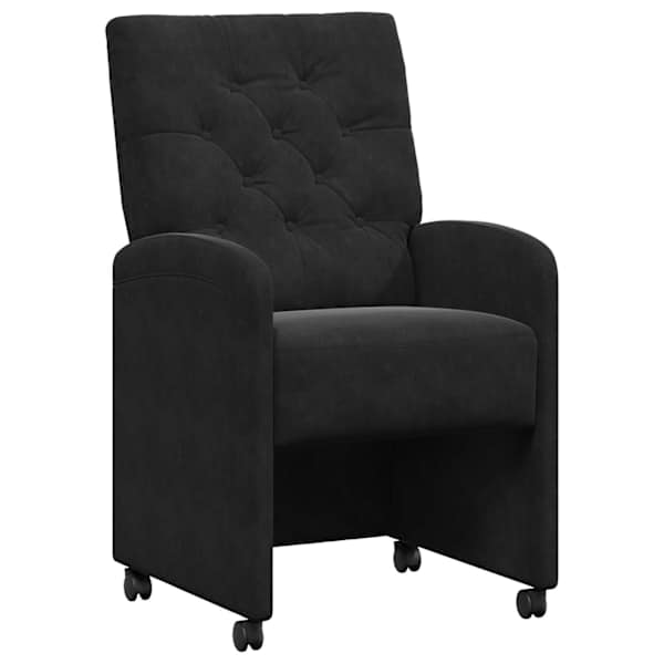 vidaXL Ratastega S&ouml;&ouml;gi-toolid 2 tk Samet Must 58 x 67 x 97 cm