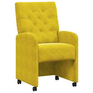 vidaXL Ratastega S&ouml;&ouml;gi-toolid 2 tk Samet Kollane 58 x 67 x 97 cm