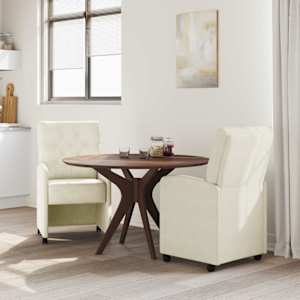 Jídelní židle na kolečkách 2 pcs Krémová 58 x 67 x 97 cm samet - obrázek 3