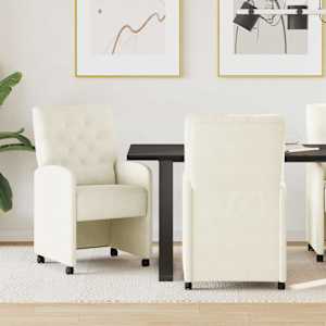 Jedilni stoli s kolesi 2 pcs krema 58 x 67 x 97 cm Žamet