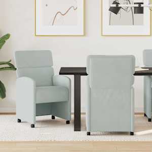 Jedilni stoli s kolesi 2 pcs Svetlo siva 58 x 65 x 98 cm Žamet