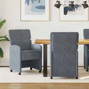 Jídelní židle na kolečkách 2 pcs Tmavě šedá 58 x 65 x 98 cm - obrázek 1