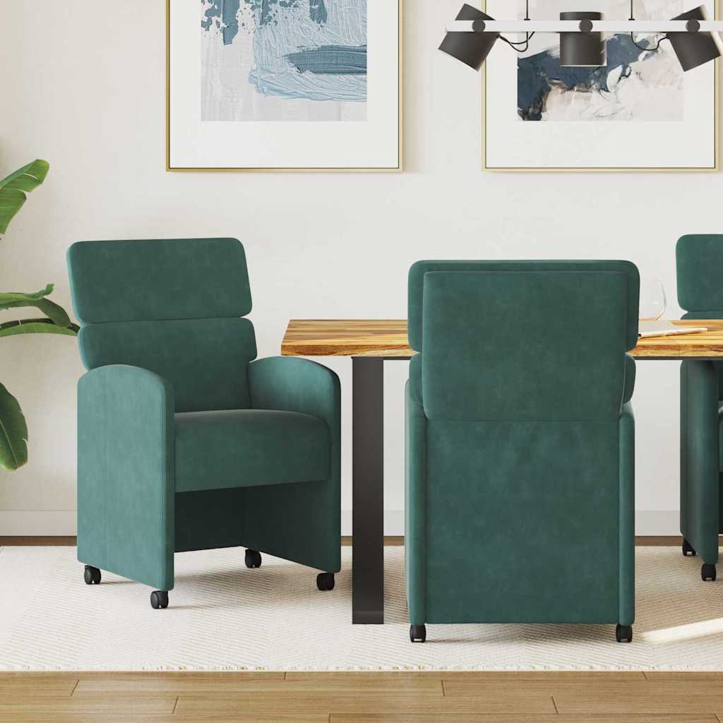 Scaune bucătărie și dining - Scaune de dining 2 pcs Verde închis 58 x 65 x 98 cm Catifea