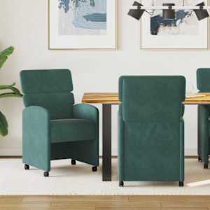Jídelní židle na kolečkách 2 pcs Tmavě zelená 58 x 65 x 98 cm - obrázek 1