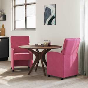 Jídelní židle na kolečkách 2 pcs vínová červená 58 x 65 x 98 cm - obrázek 3