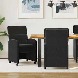 Jídelní židle na kolečkách 2 pcs Černá 58 x 65 x 98 cm samet - obrázek 1