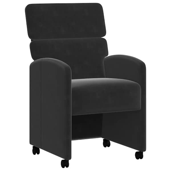 vidaXL Ratastega S&ouml;&ouml;gi-toolid 2 tk Samet Must 58 x 65 x 98 cm