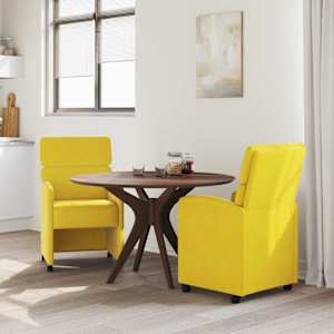 Jídelní židle na kolečkách 2 pcs Žlutá 58 x 65 x 98 cm samet - obrázek 3