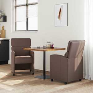 Jídelní židle na kolečkách s koly 2 pcs Hnědá 58 x 65 x 98 cm - obrázek 3