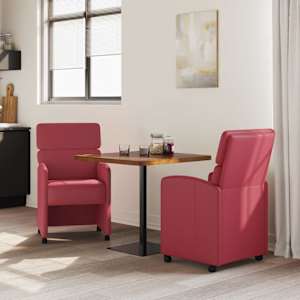 Jídelní židle na kolečkách 2 pcs vínová červená 58 x 65 x 98 cm - obrázek 3