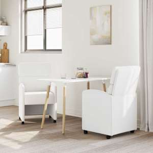 Jídelní židle na kolečkách s koly 2 pcs Bílá 58 x 65 x 98 cm - obrázek 3