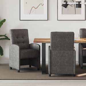 Jedilni stoli s kolesi 2 pcs Črna 58 x 67 x 97 cm Umetna koža