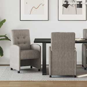 Jedilni stoli s kolesi 2 pcs Siva 58 x 67 x 97 cm Umetna koža