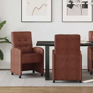 Jídelní židle na kolečkách 2 pcs Lesklá hnědá 58 x 67 x 97 cm - obrázek 1