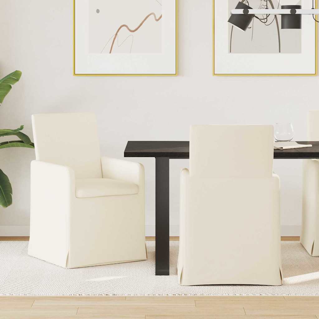 Scaune - Scaune de dining cu roți 2 pcs Bej 57 x 67 x 95 cm in